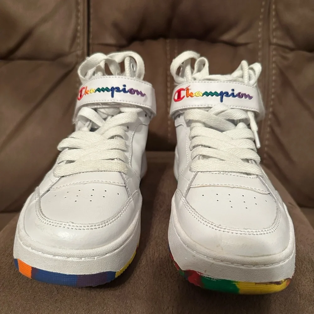 Champion Women’s White Sneakers with Multicolor Accents - Picture 3 of 5
